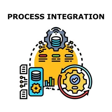 Process integration concept with data management and automation Stock Illustration