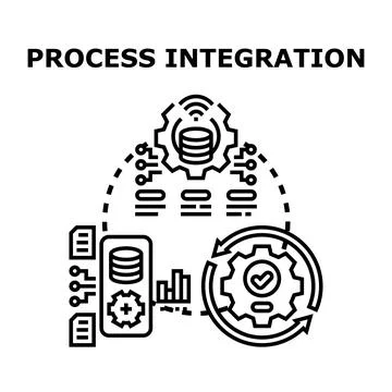 Process integration concept with data management and automation Stock Illustration