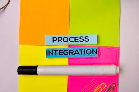Process Integration on sticky notes isolated on white background. Stock Photos