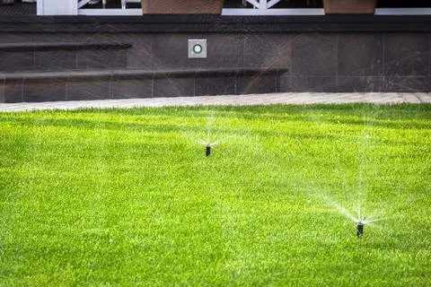 The process of irrigation Stock Photos