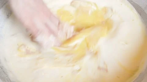 The process of kneading bread dough with   yeast at home manually,home baking 4k Stock Footage 187673987