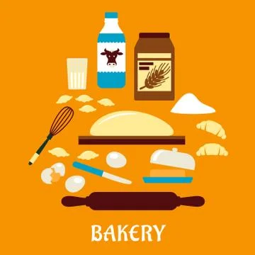 Process of kneading dough in flat style Stockillustratie