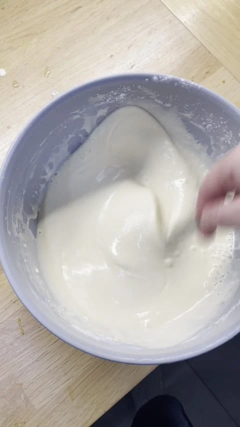 The process of kneading pancake dough Video stock 329422865