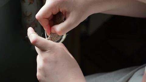 The process of knitting with needles. Stock Footage 169984839