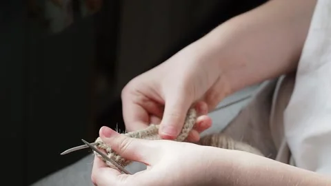 The process of knitting with needles. Stock Footage 169984840