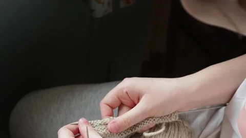 The process of knitting with needles. Stock Footage 169984850