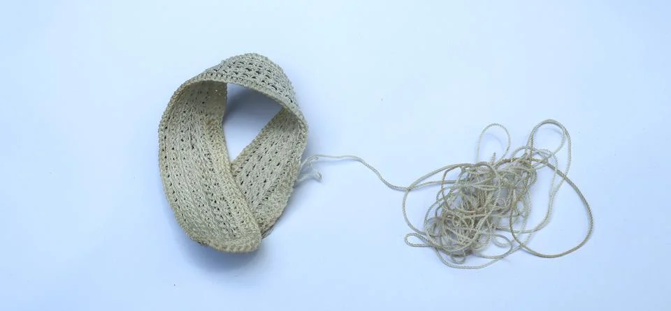 Process of knitting yarn gray Stock Photos