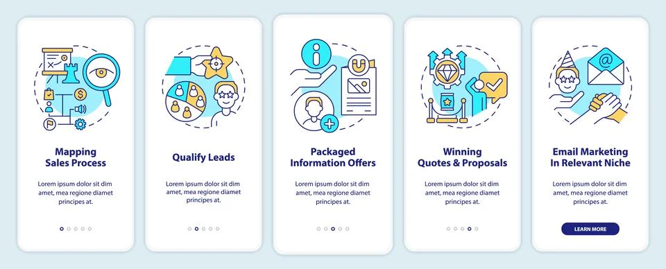 Process of lead conversion onboarding mobile app screen 스톡 일러스트