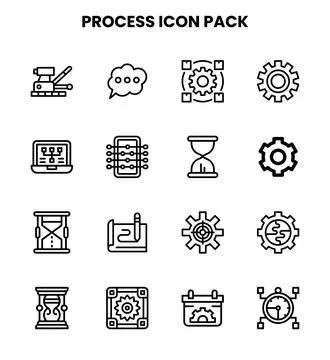 Process Line Bundle Icons Pack Stock Illustration