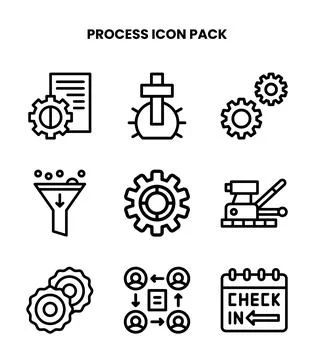 Process Line Bundle Icons Pack Stock Illustration