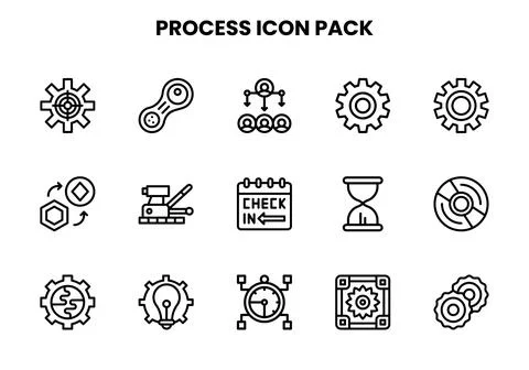 Process Line Design Icons Pack Stock Illustration