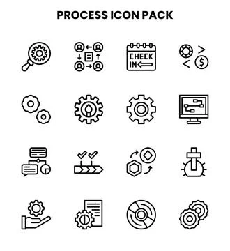 Process Line Design Icons Pack 스톡 일러스트