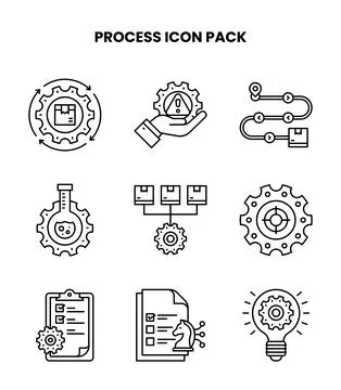 Process Line Design Icons Pack Иллюстрация