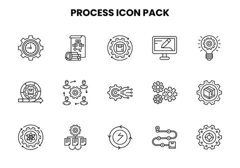 Process Line Graphics Icons Pack Illustration