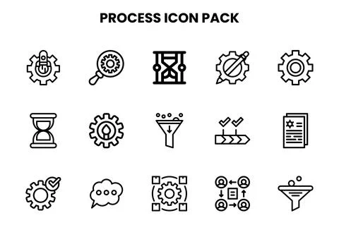 Process Line Graphics Icons Pack Stock Illustration
