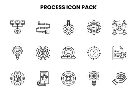 Process Line UI Icons Pack 스톡 일러스트
