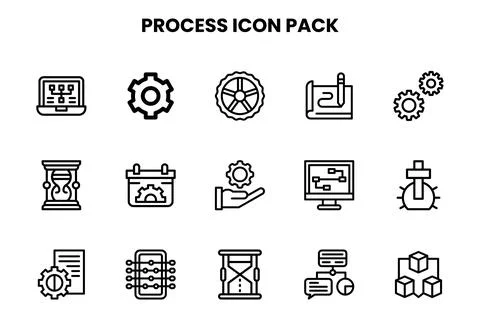 Process Line Vector Icons Pack Stock Illustration