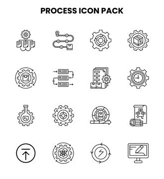 Process Line Vector Icons Pack 스톡 일러스트