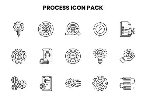 Process Line Vector Icons Pack 스톡 일러스트