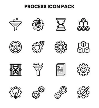 Process Line Vector Icons Pack Иллюстрация