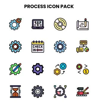 Process Lineal Color Graphics Icons Pack Stock Illustration