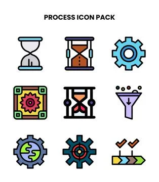 Process Lineal Color Graphics Icons Pack Illustration