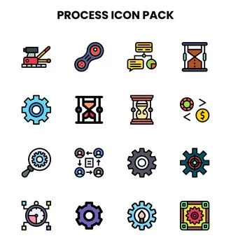 Process Lineal Color Set Icons Pack Illustration