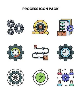 Process Lineal Color Vector Icons Pack 스톡 일러스트