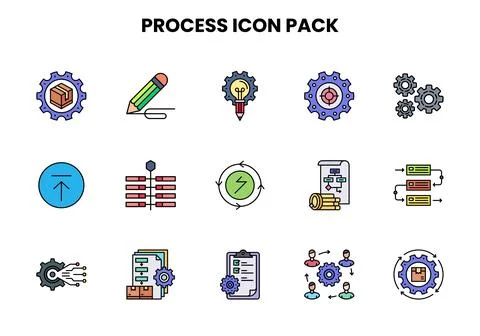 Process Lineal Color Vector Icons Pack イラスト素材