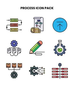 Process Lineal Color Vector Icons Pack Stock Illustration