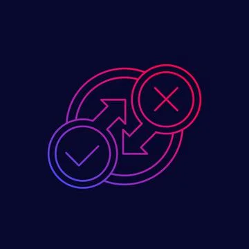 Process linear icon with checkmark and cross Stock Illustration