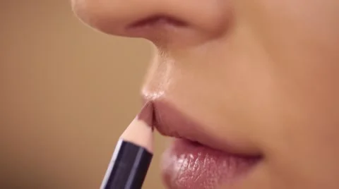 Process of lips make up with a paintbrush, backstage Stock Footage 67829167