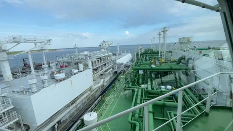 The process of loading fuel from ship to ship in the port terminal Video stock 331353351