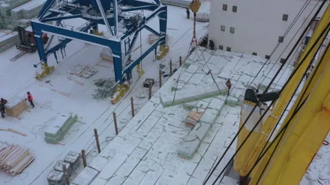 The process of loading a ship in the port in winter. Stock Footage 155909256