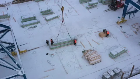 The process of loading a ship in the port in winter. Stock Footage 156321720