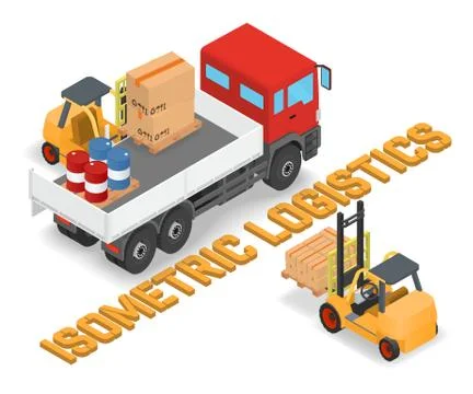 Process of loading the trucks with a forklift Stock Illustration
