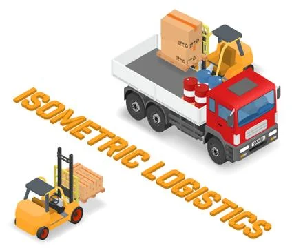 Process of loading the trucks with a forklift Stock Illustration