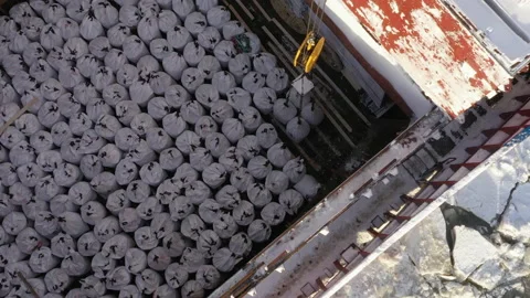 The process of loading a vessel. Stock Footage 155189001