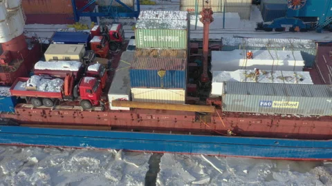 The process of loading a vessel. Stock Footage 156322559
