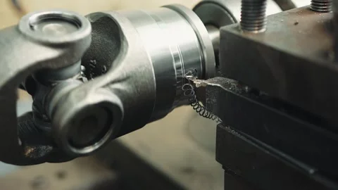 Process of machining an automobile drive shaft propeller shaft on a lathe Stock Footage 281581391