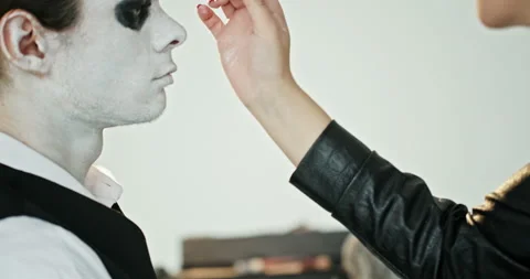 The process of make-up of the actor of the horror film of the dead spirit of the Stock Footage 162690213