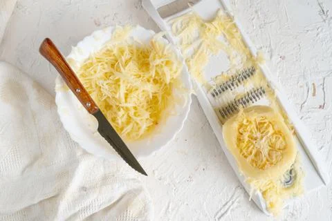 Process of making and cooking the cut zucchini pasta spaghetti on the tables Stock Photos
