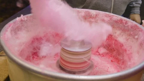 The Process Of Making and Serving Sweet Cotton Wool. Work Machine For Making Stock Footage 121418675