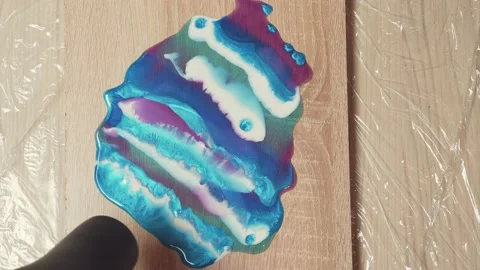 Process of making art panels of epoxy resin, handmade. Video stock 153547956