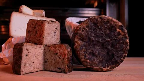 Process of making artisanal bread and selling it in a hotel Stock Photos