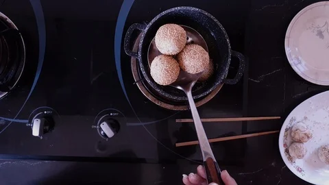 The process of making Asian dessert Stock Footage 100758305