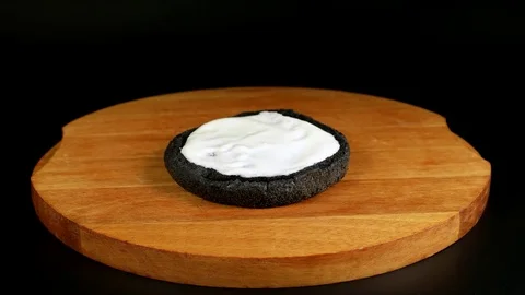 Process of making a Black meat Cheeseburger, chef hands in black gloves Stock Footage 75253667