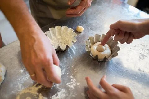 The process of making brioche in an artisan bakery Stock Photos