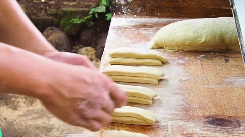 The process of making cakwe or youtiao traditional food Stock Footage 223465733