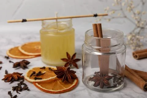 The process of making candles. Handmade soy candles. Stock Photos